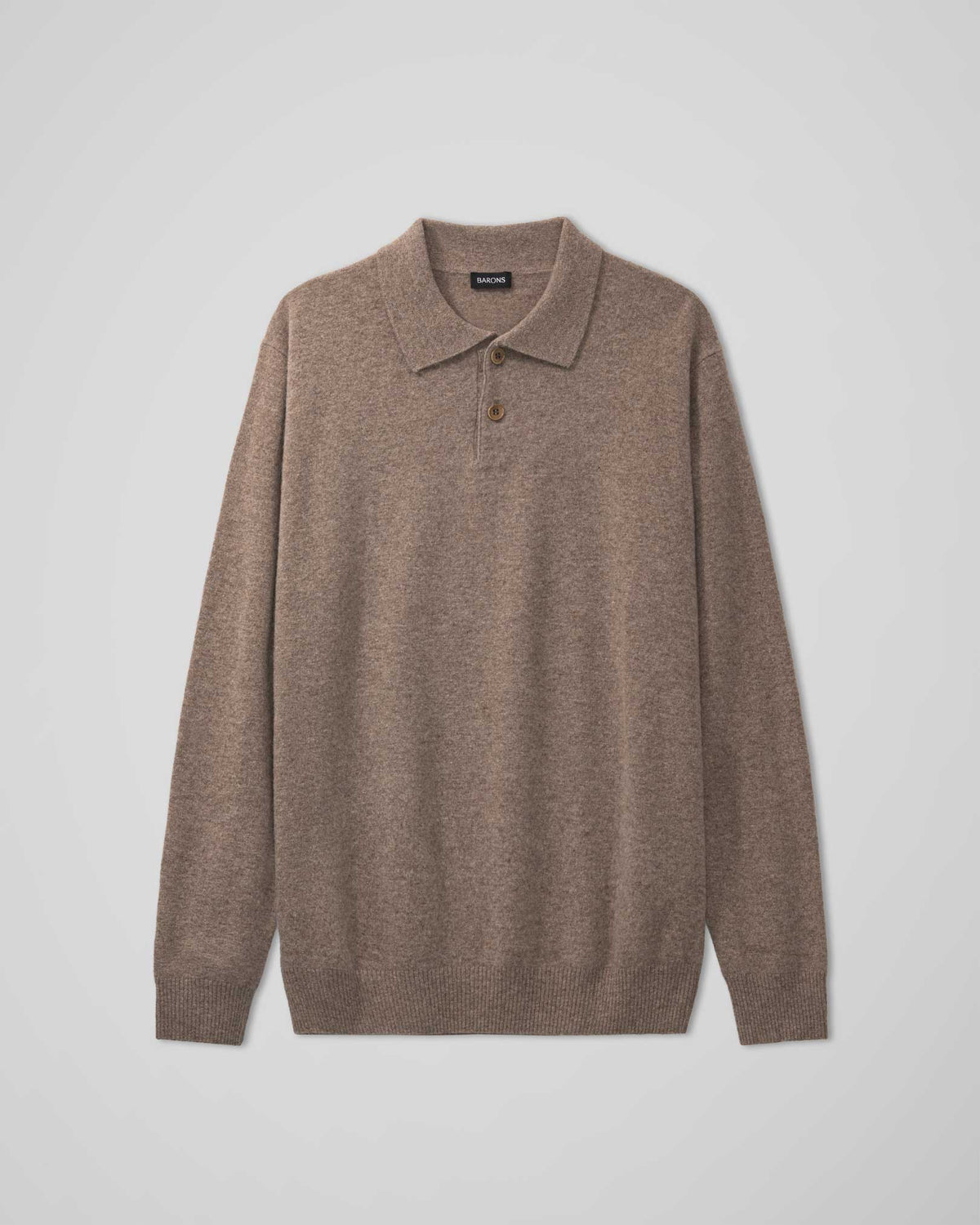 The Cashmere Long Sleeve Polo | Brun